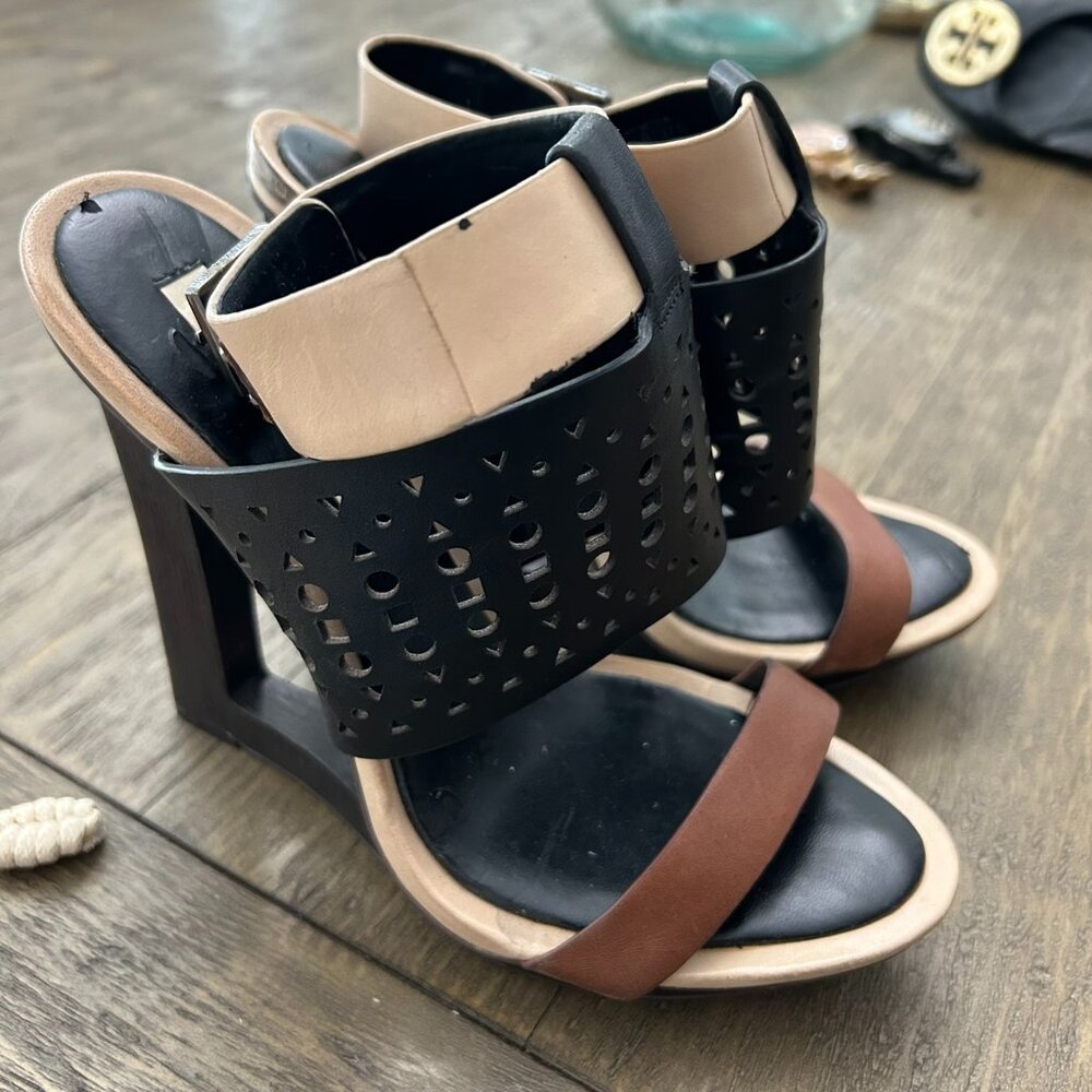 BCBG Max Azria Wood Wedge Sandals